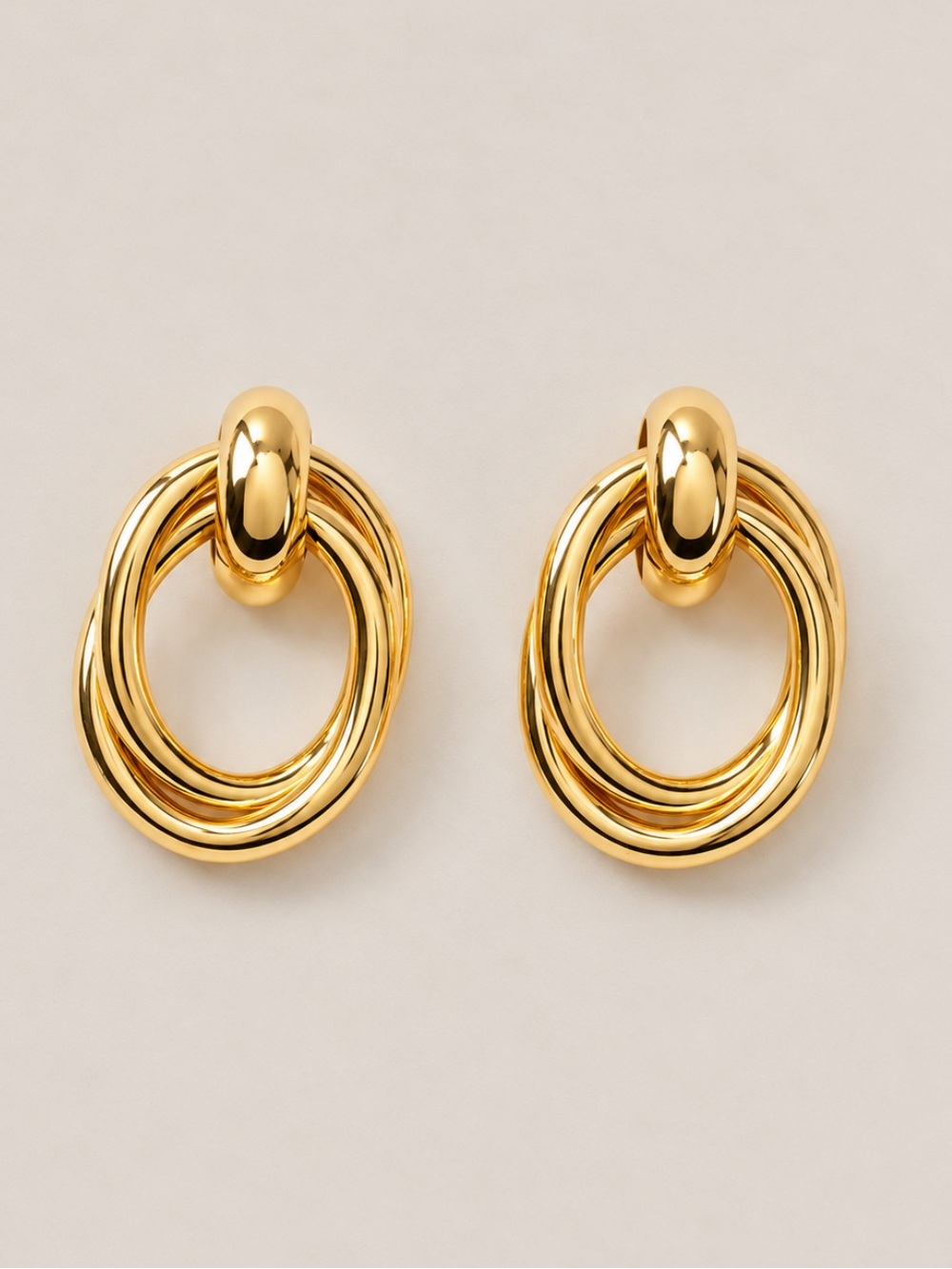 New! 14K Gold Plated Door Knocker Earrings (3040) NWOT